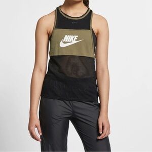 {Nike} Racerback Mesh Detail Crewneck Running Workout Gym Tank Top